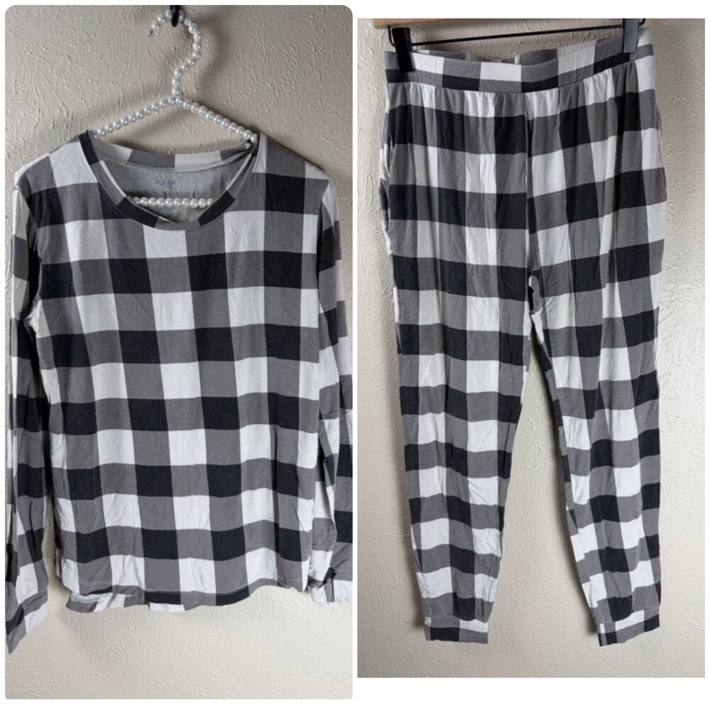 Kyte Baby Women’s Bamboo Pajama Set Size Small Matching Top Pants Plaid Gingham